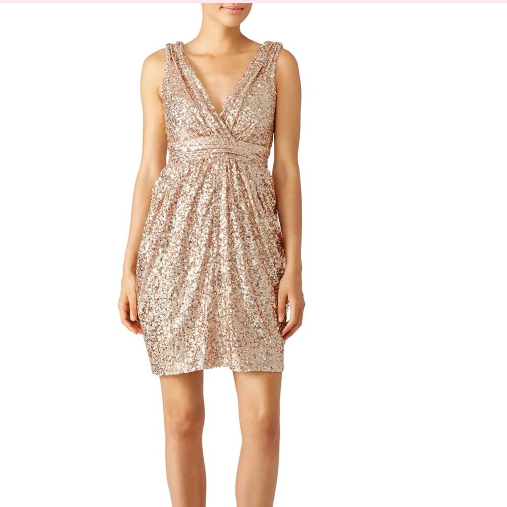 Badgley Mischka Fifth Avenue Showstopper blush pink sequin dress  Size 6